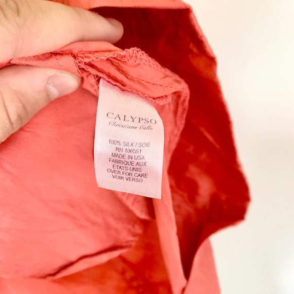 Calypso Silk Coral Shift Dress XS - Picture 5 of 6